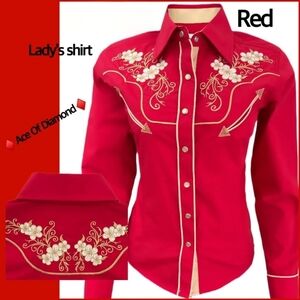 Red Embroidered Women's Blouse